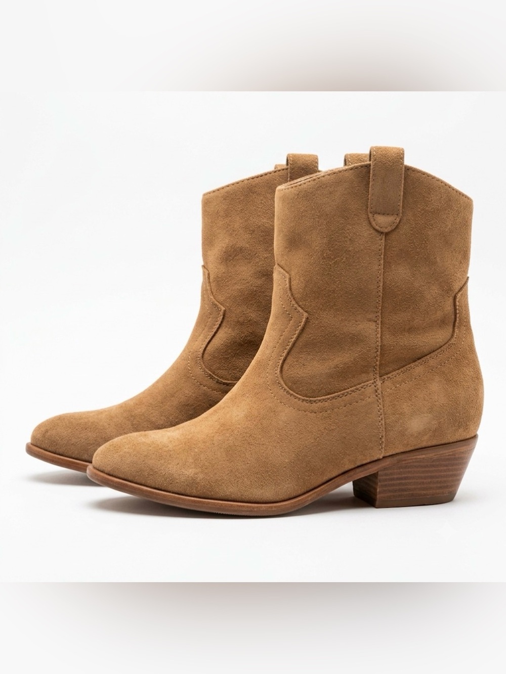 Wild Diva Western Style Tan Faux Suede Ankle Boots Size 6